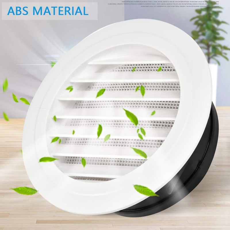 FOCCTS Air Vents Louver 8 Inch, ABS Round Vent Louver Grille Cover White Soffit Vent with Built-in Fly Screen Mesh for Kitchen, Bathroom, Office - Image 5